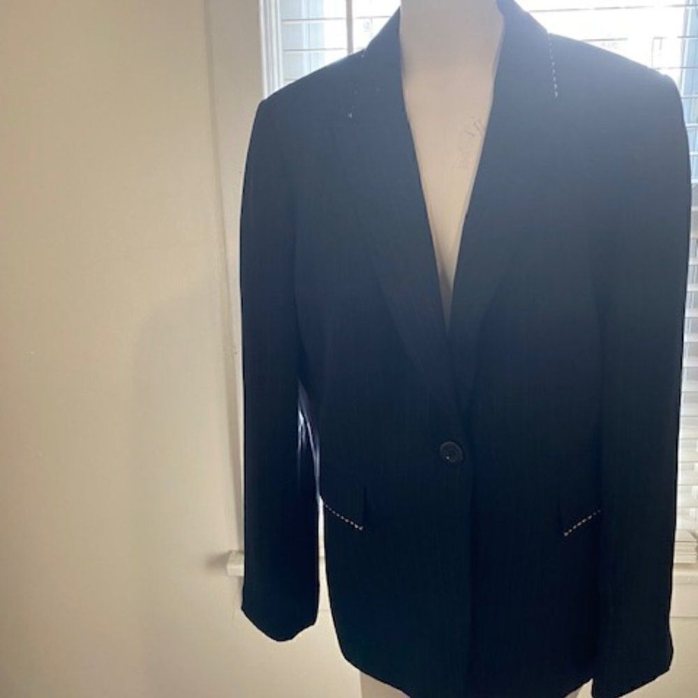 Tahari Arthur S Levine Blue with White pinstripe Blazer, size 14